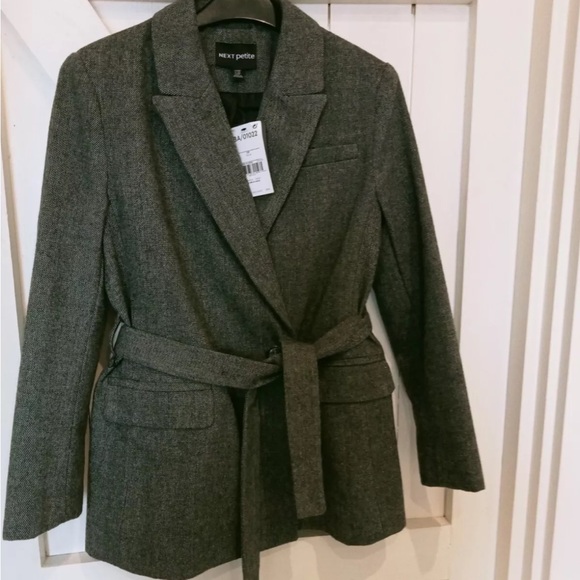 Next belted tweet jacket coat blazer size 6P US NWT - Picture 2 of 11